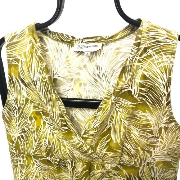 Jones New York Sport Sleeveless Empire Style Dress Palm Leaf Pattern Size Large - Picture 1 of 5